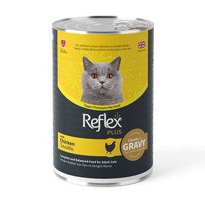Reflex Plus sos içinde et parçacıklı tavuklu yetişkin kedi maması 400 gr