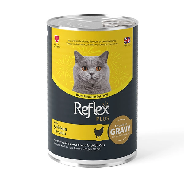 Reflex Plus sos içinde et parçacıklı tavuklu yetişkin kedi maması 400 gr - 1