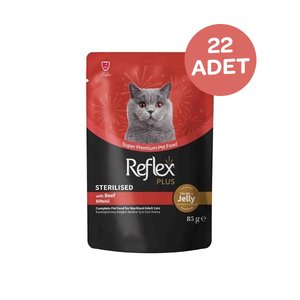 Reflex Plus Sos İçinde Parça Biftek Etli Kısırlaştırılmış Kedi Konservesi 85 Gr x 22 Adet