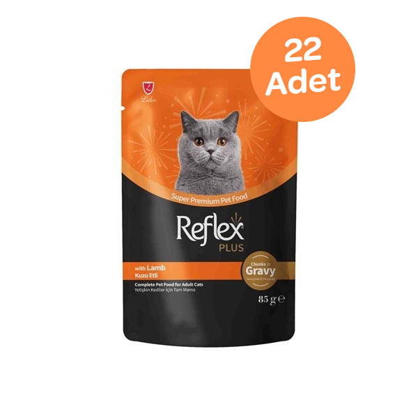 Reflex Plus Sos İçinde Parça Kuzu Etli Yetişkin Kedi Yaş Maması 85 gr x 22 Adet - 1