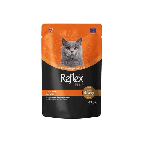 Reflex Plus Sos İçinde Parça Kuzu Etli Yetişkin Kedi Yaş Maması 85gr - 1