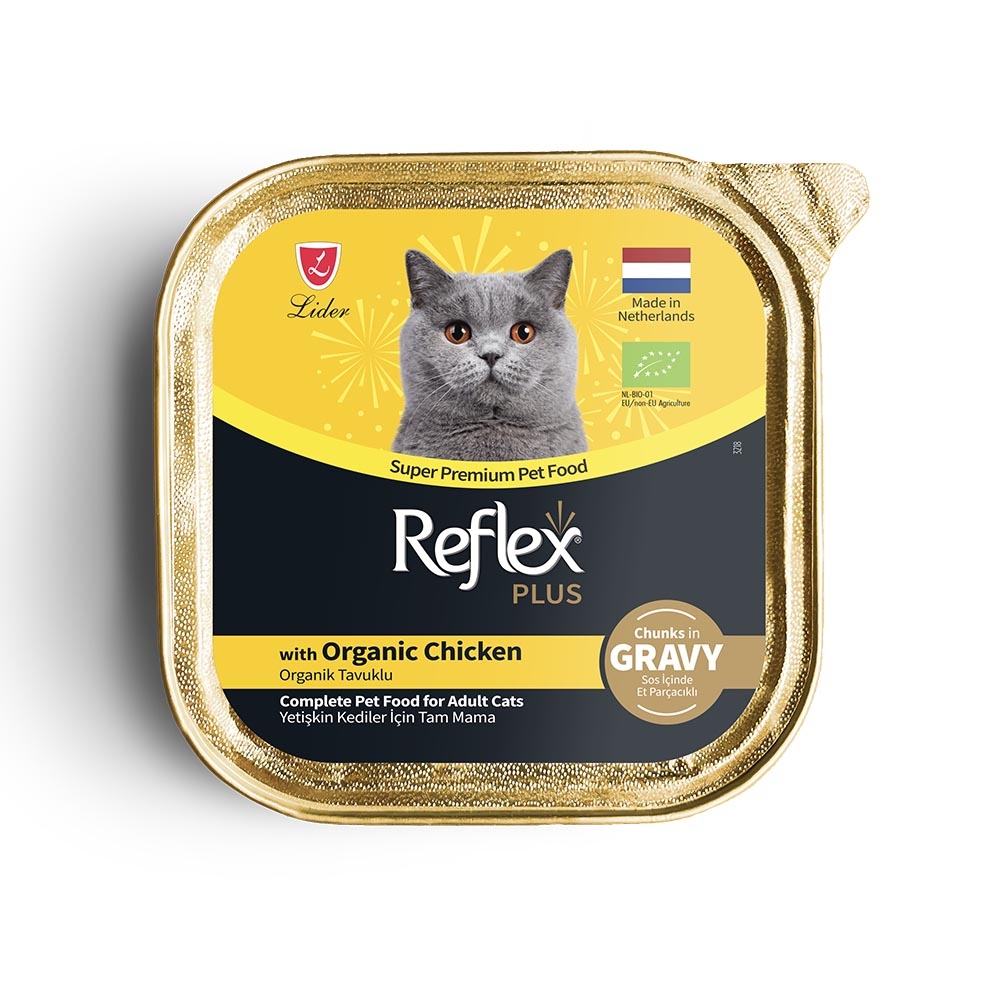 Reflex Plus Sos İçinde Parça Organik Tavuk Etli Yetişkin Kedi Yaş Maması 85 g - 1