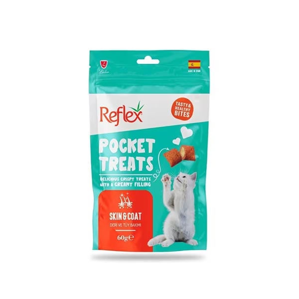 Reflex Pocket Treats Deri ve Tüy Bakımı Destekleyici Kedi Ödül Maması 60 g - 1