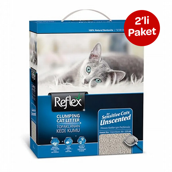 Reflex Sensitive Parfümsüz Topaklanan Kedi Kumu 10 L (2 Adet) - 1