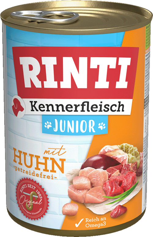 Rinti Kennerfleisch Junior Tavuklu Yavru Köpek Konservesi 400 Gr - 1