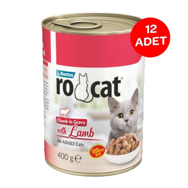 Ro-Cat Parça Etli Kuzulu Yetişkin Kedi Yaş Maması 400 Gr X 12 Adet - 1