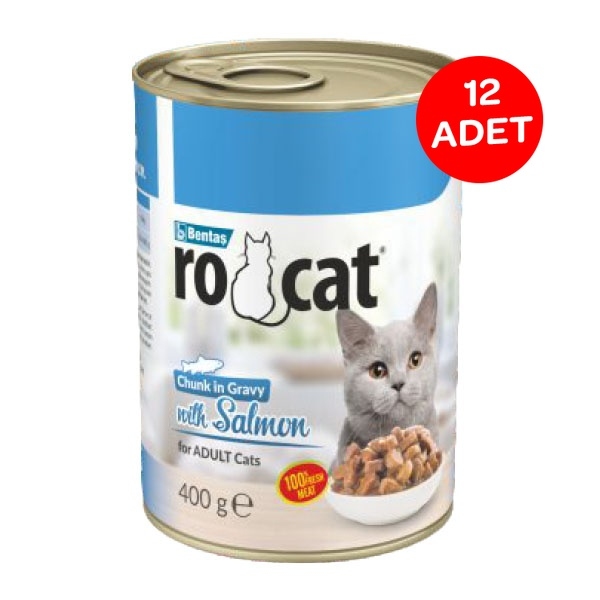 Ro-Cat Parça Etli Somonlu Yetişkin Kedi Yaş Maması 400 Gr X 12 Adet - 1