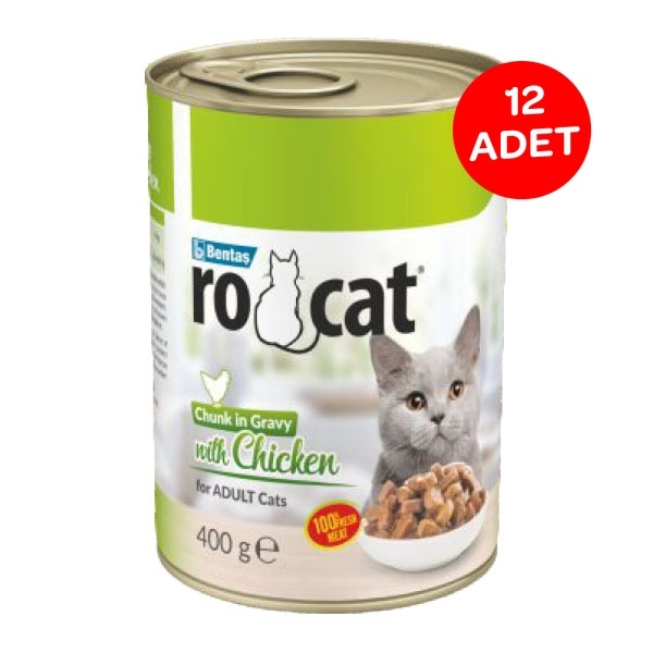 Ro-Cat Parça Etli Tavuklu Yetişkin Kedi Yaş Maması 400 Gr X 12 Adet - 1