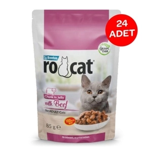 Ro-Cat Sığır Etli Yetişkin Yaş Kedi Maması 85 Gr X 24 Adet