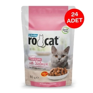 Ro-Cat Somonlu Kısırlaştırılmış Yaş Kedi Maması 85 Gr X 24 Adet