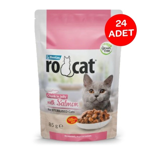 Ro-Cat Somonlu Kısırlaştırılmış Yaş Kedi Maması 85 Gr X 24 Adet - 1
