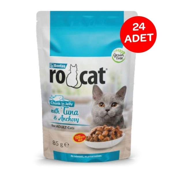 Ro-Cat Ton Balıklı ve Hamsili Yetişkin Yaş Kedi Maması 85 Gr X 24 Adet - 1