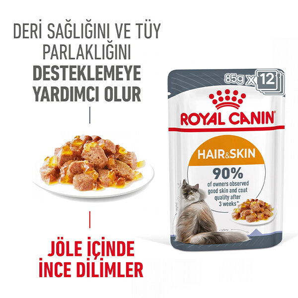 Royal Canin Hair&Skin Jelly Kedi Yaş Maması 85 GR * 12 ADET - 1