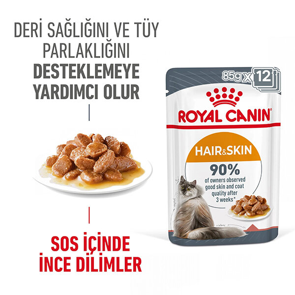 Royal Canin Hair&Skin Gravy Kedi Yaş Maması 85 gr * 12 Adet - 1