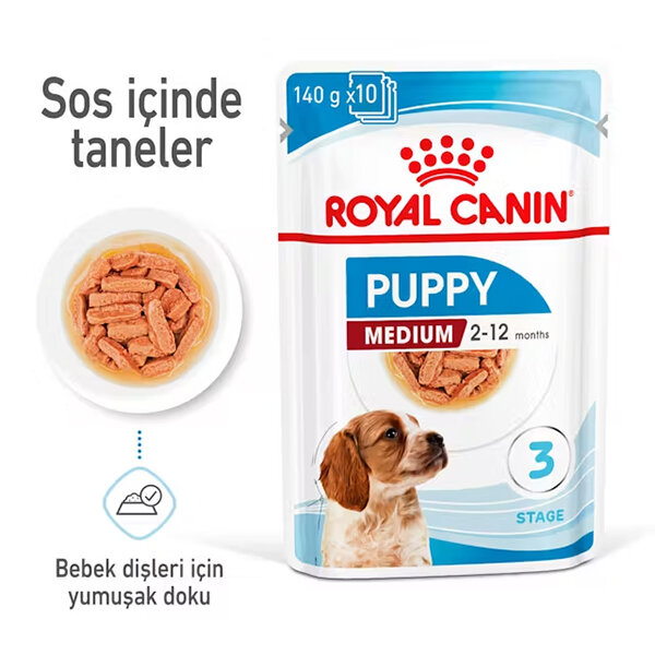 Royal Canin Medium Puppy Yaş Yavru Köpek Maması 140 gr * 10'lu - 1