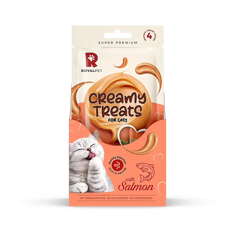 RoyalPet Creamy Treats Somonlu Krema Kedi Ödülü 4 x 14 gr