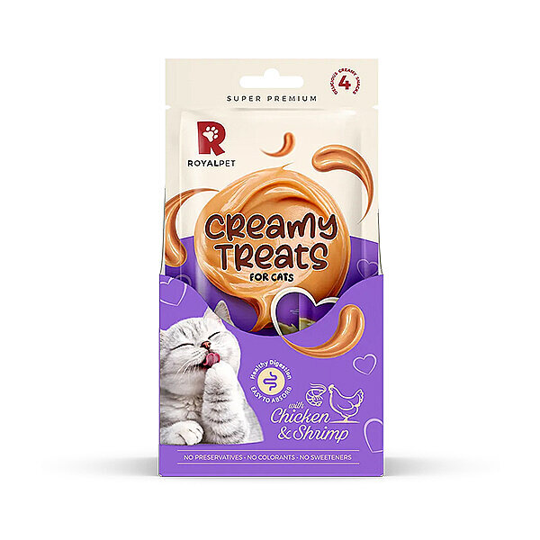 RoyalPet Creamy Treats Tavuklu & Karidesli Krema Kedi Ödülü 4 x 14 gr