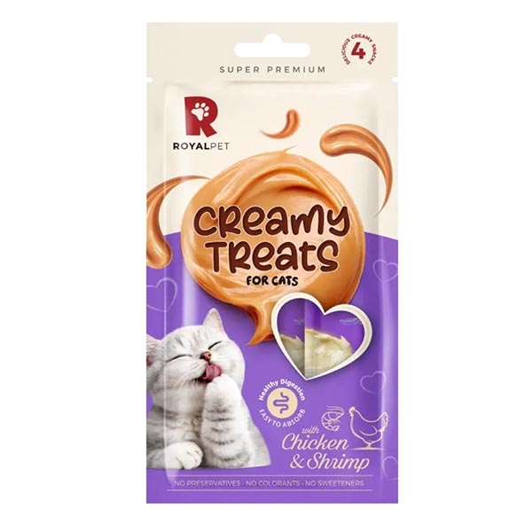 RoyalPet Creamy Treats Tavuklu & Karidesli Krema Kedi Ödülü 4 x 14 gr