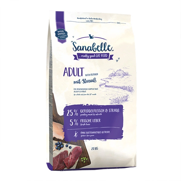 Sanabelle Glutensiz Deve Kuşu Etli Yetişkin Kedi Maması 2 kg - 1