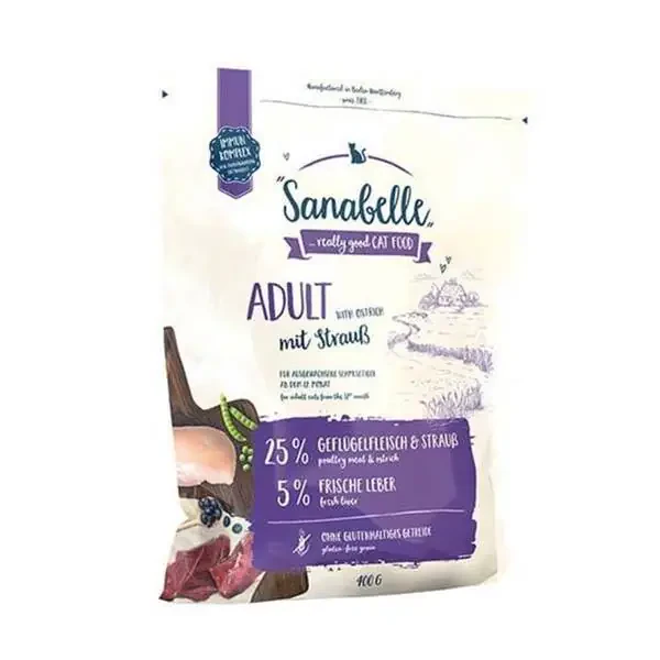 Sanabelle Glutensiz Deve Kuşu Etli Yetişkin Kedi Maması 400 gr - 1