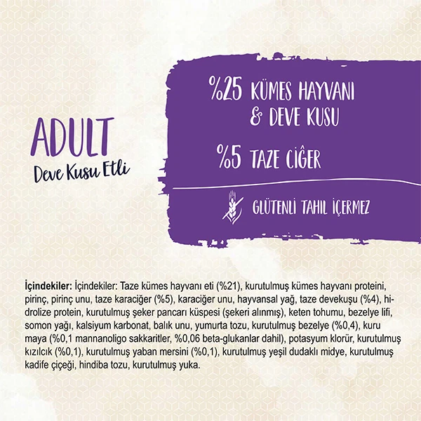 Sanabelle Glutensiz Deve Kuşu Etli Yetişkin Kedi Maması 400 gr - 2