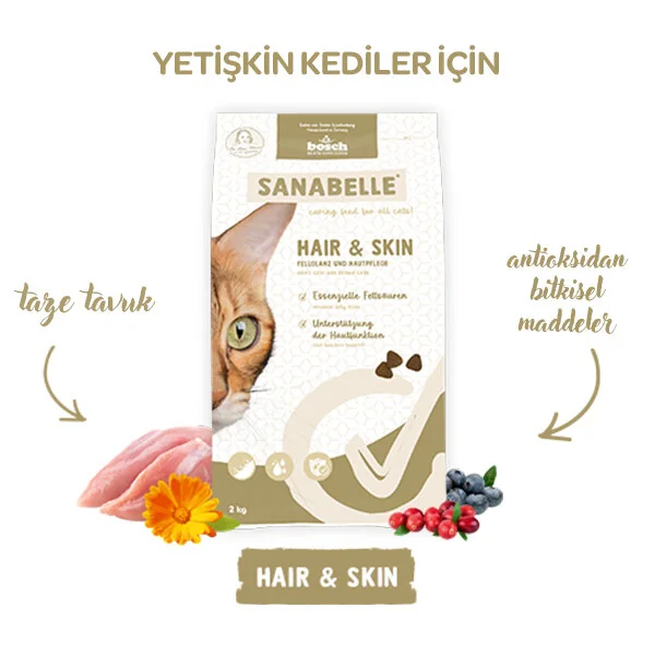 Sanabelle Hair Skin Sağlıklı Tüy Gelişimi İçin Yetişkin Kedi Maması 8 kg - 7
