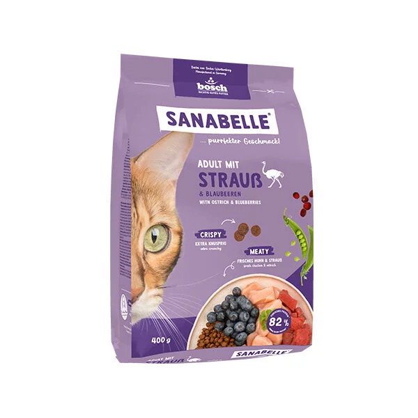 Sanabelle Life Adult Devekuşlu & Yaban Mersinli Kuru Kedi Maması 400 gr - 1