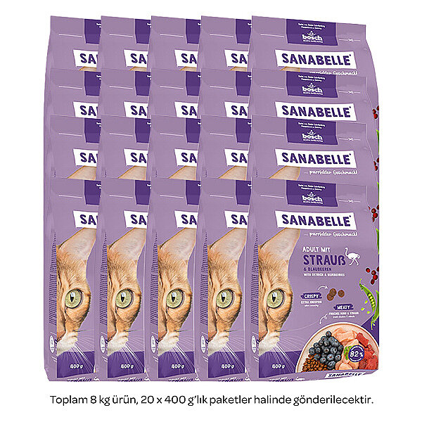 Sanabelle Life Adult Devekuşlu & Yaban Mersinli Kuru Kedi Maması 8 kg - 2