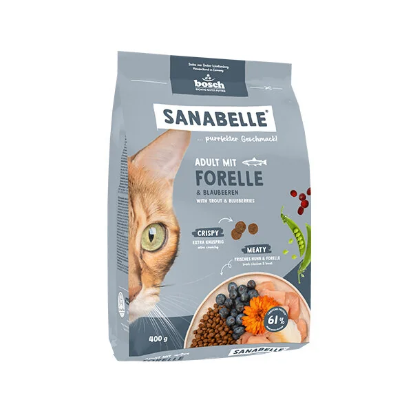 Sanabelle Life Alabalıklı ve Yaban Mersinli Yetişkin Kuru Kedi Maması 400 gr - 1