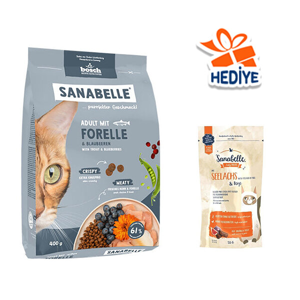 Sanabelle Life Alabalıklı ve Yaban Mersinli Yetişkin Kuru Kedi Maması 400 gr - 1