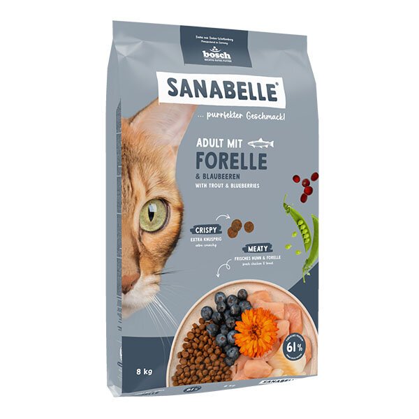 Sanabelle Life Alabalıklı ve Yaban Mersinli Yetişkin Kuru Kedi Maması 8 Kg - 1