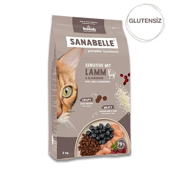 Sanabelle Sensitive Glutensiz Kuzu Etli Kedi Maması 8 kg - 1