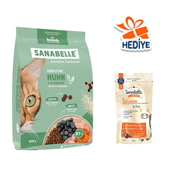 Sanabelle Sensitive Tavuklu ve Yaban Mersinli Yetişkin Kuru Kedi Maması 400 gr - 1