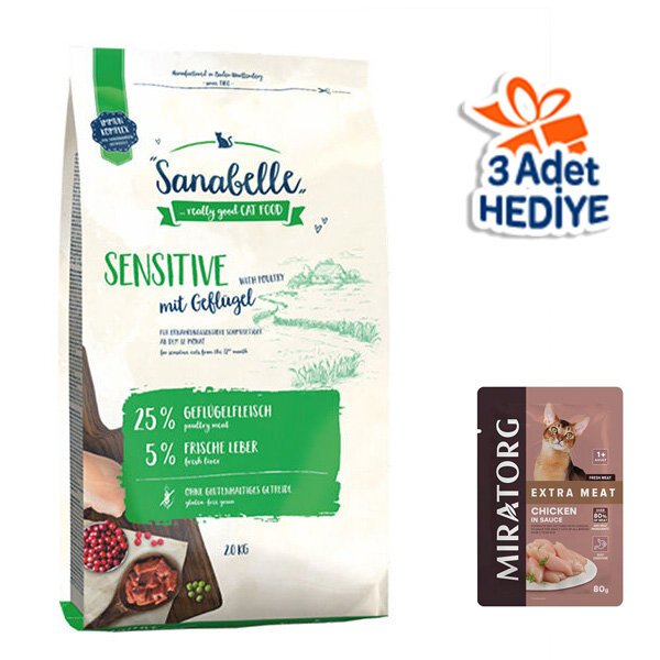 Sanabelle Glutensiz Kümes Hayvanlı Sensitive Kedi Maması 2 kg - 2