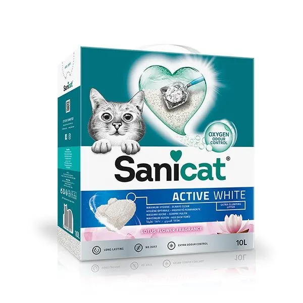 SaniCat Active White Lotus Ultra Topaklanan Kedi Kumu 10 Lt - 1
