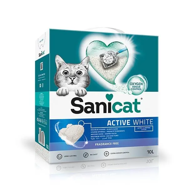Sanicat Active White Ultra Topaklanan Oksijen Control Kedi Kumu 10 Lt - 1