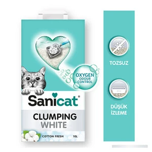 Sanicat Clumping White Cotton Fresh Oksijen Kontrol Kedi Kumu 10 Lt - 4