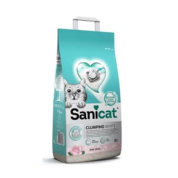 Sanicat Clumping White Gül Kokulu Topaklanan Kedi Kumu 8 lt - 1