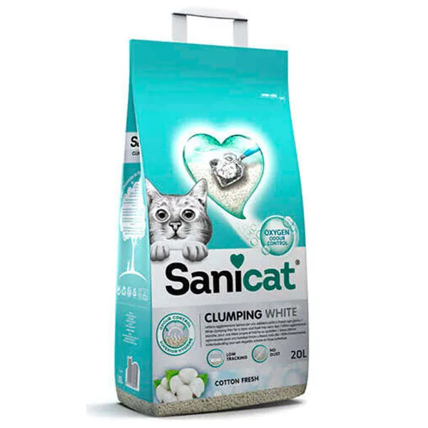 Sanicat Clumping White Pamuk Kokulu Kedi Kumu 20 L - 1
