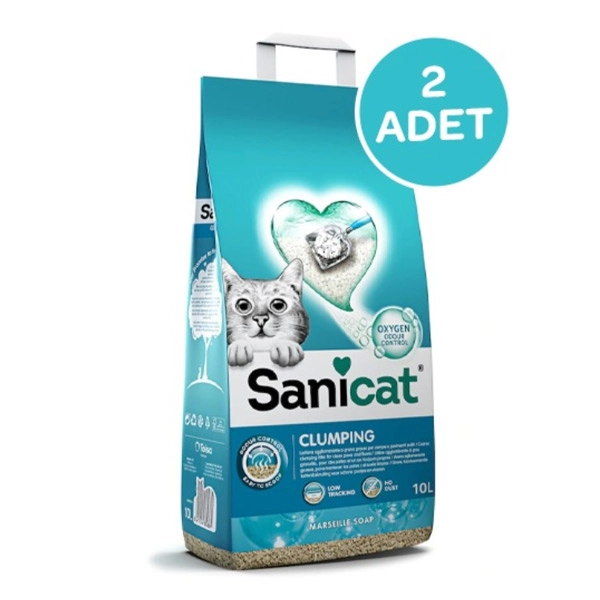 Sanicat Active Clumping White Marsilya Sabunlu Kedi Kumu 10 L x 2 Adet - 1