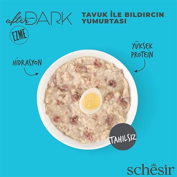 Schesir After Dark Tavuk Etli ve Bıldırcın Yumurtalı Pate Tahılsız Yaş Kedi Maması 80 Gr - 4