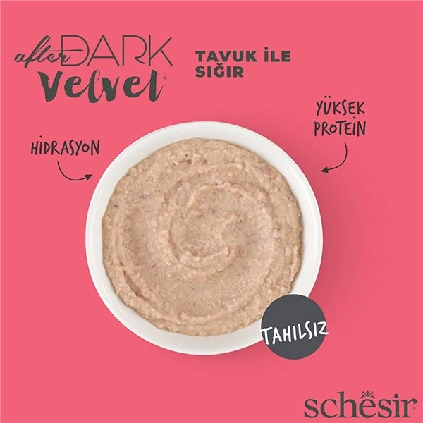 Schesir After Dark Pouch Tavuk ve Sığır Etli Tahılsız Yetişkin Kedi Konservesi 80gr - 4
