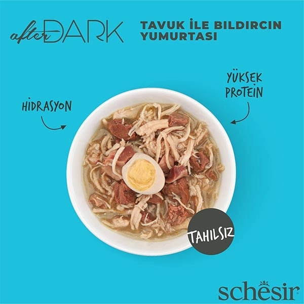 Schesir After Dark Tavuk ve Bıldırcın Yumurtalı Tahılsız Yaş Kedi Maması 80 Gr - 4