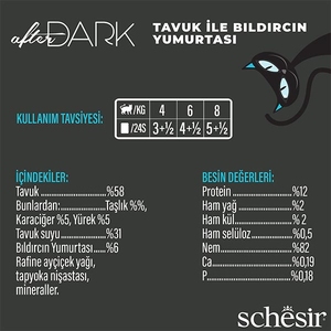 Schesir After Dark Tavuklu ve Bıldırcın Yumurtalı Et Suyunda Tam ve Dengeli Yetişkin Kedi Yaş Maması 80 g - 3