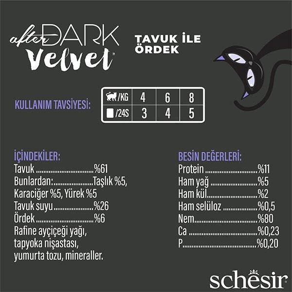 Schesir After Dark Tavuk ve Ördek Etli Pouch Yaş Kedi Maması 80 Gr - 3