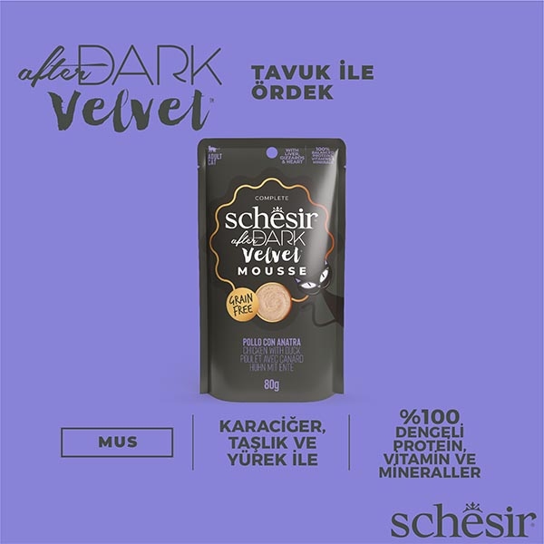 Schesir After Dark Mousse Tavuklu ve Ördekli Yetişkin Kedi Yaş Maması 80 g - 5