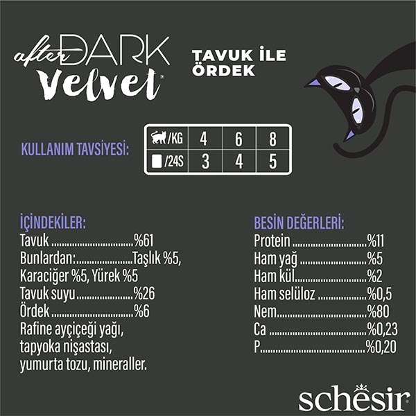 Schesir After Dark Mousse Tavuklu ve Ördekli Yetişkin Kedi Yaş Maması 80 g - 3