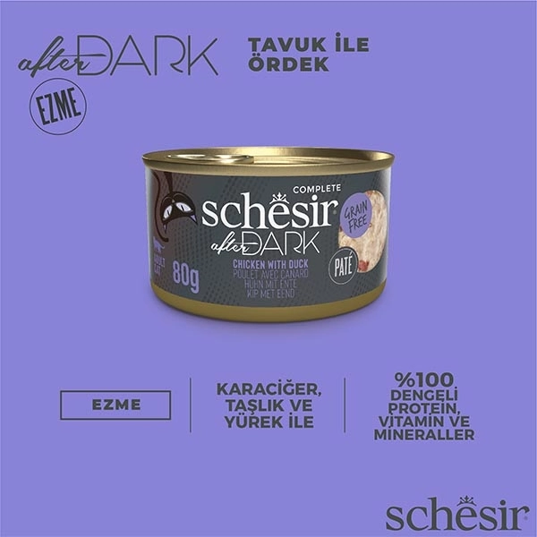 Schesir After Dark Tavuk ve Ördek Etli Tahılsız Yaş Kedi Maması 80 Gr - 5