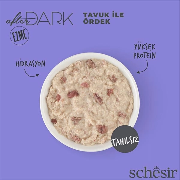 Schesir After Dark Tavuk ve Ördek Etli Tahılsız Yaş Kedi Maması 80 Gr - 4