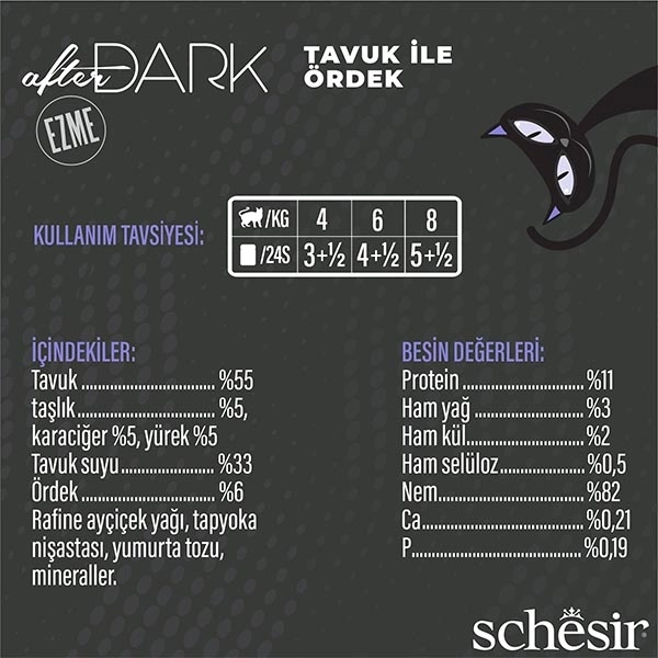 Schesir After Dark Tavuk ve Ördek Etli Tahılsız Yaş Kedi Maması 80 Gr - 3